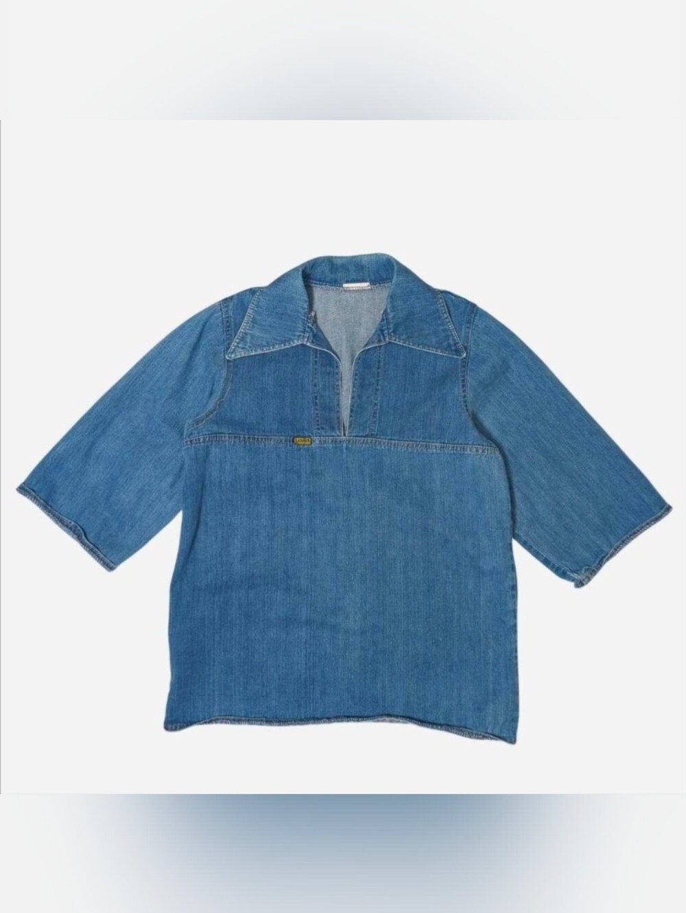 1970βs Vintage Lonn blue denim short sleeve shirt blouse Sizeβ Small